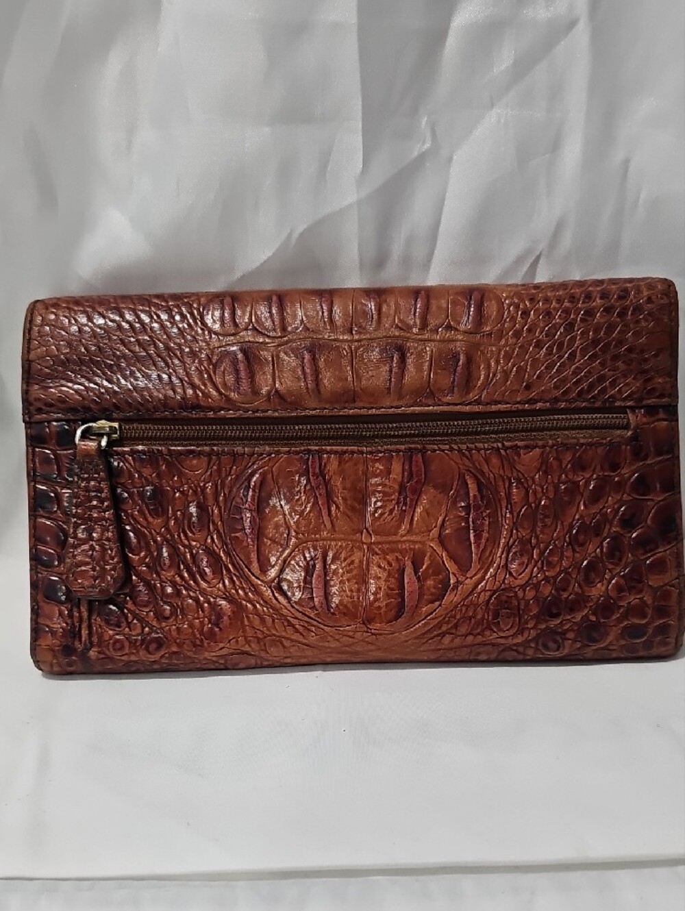 Brahmin Chestnut Croc-Embossed Leather Fold-Over Wallet - Picture 3 of 11